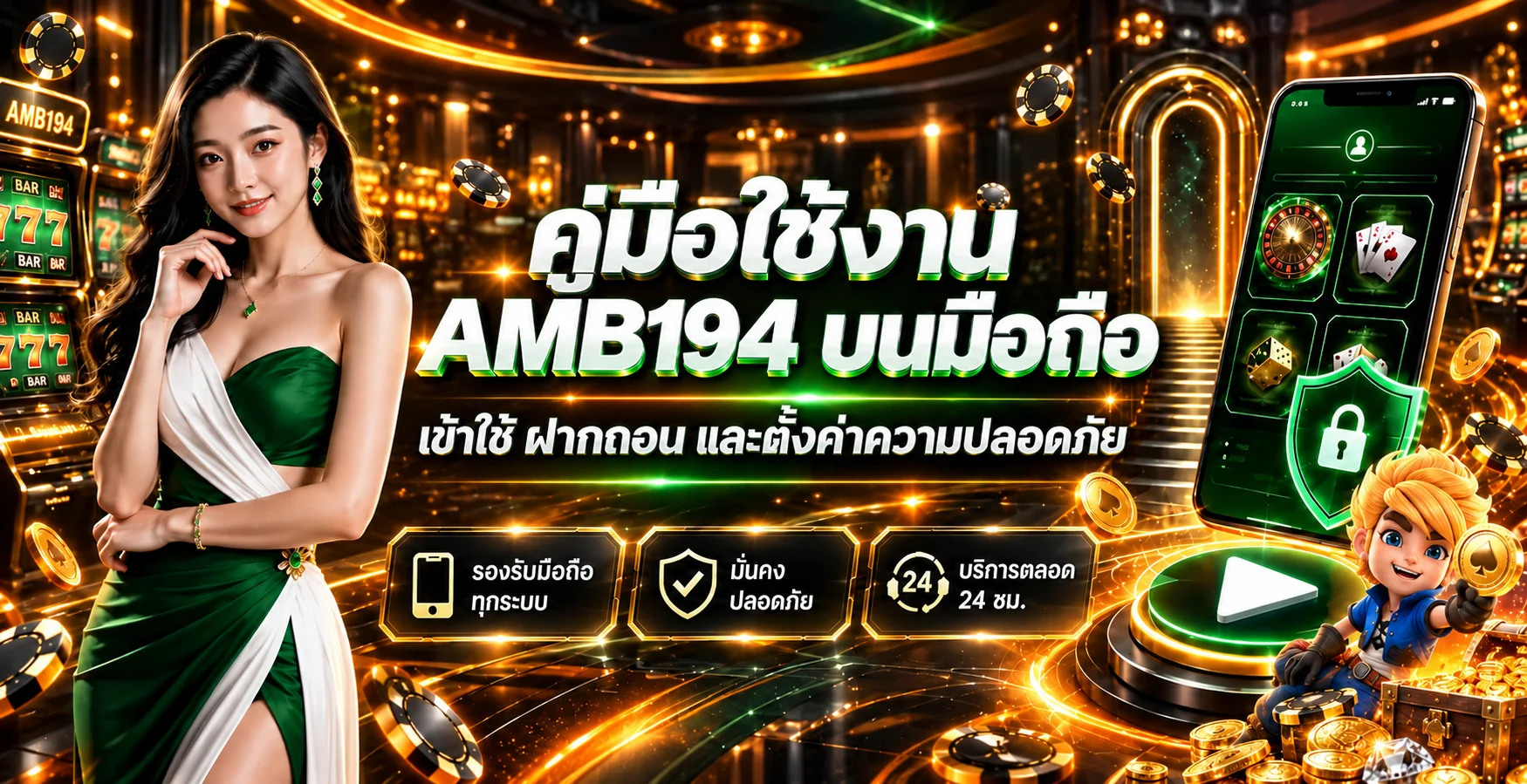 AMB194 บนมือถือ | คู่มือเข้าใช้ ฝากถอน และความปลอดภัย